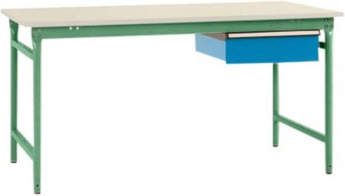 Manuflex BB5241.6011 BASIS stationärer Beistelltisch mit Melamin-Platte und Einzelschubfach in Green/Multicolour, B/T/H: 125,0 x 80,0 x 78,0 cm - Bild 1