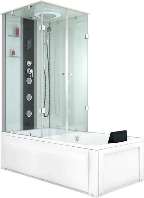 AcquaVapore Duschwanne Kombination K05-R01 mit Duschsystem, Regendusche, Handbrause und Körperdüsen, Weiß, B/T: 90 x 180 cm - Bild 1