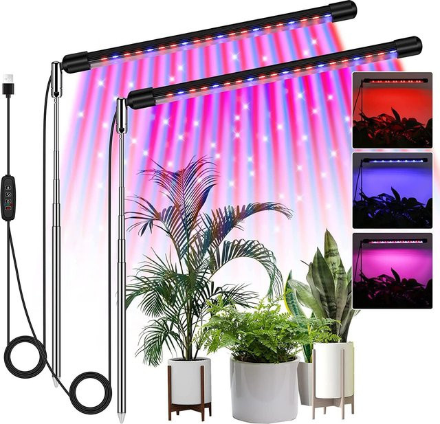 KEBINCPLED USB-Teleskoprohr-Wachstumslampe mit Vollspektrum-LED, RGB-Farben, Steuerung und Metallgehäuse in Schwarz - Bild 1