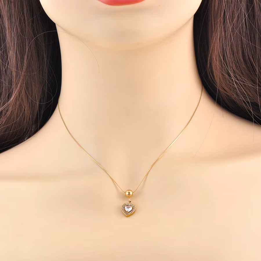 Lokaer Anhänger-Halskette, 18 Karat vergoldeter Edelstahl, Kristall, Unisex - Bild 3