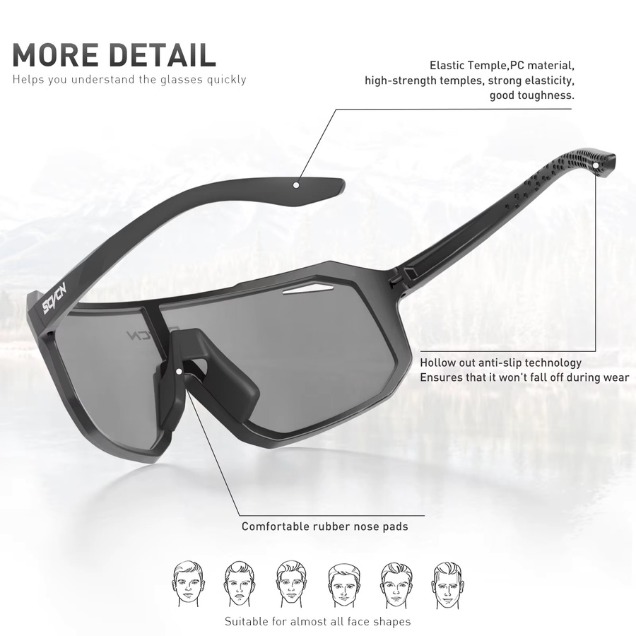 SCVCN Sportsonnenbrille, Vollrand, Black, Unisex, Kunststoff - Bild 4