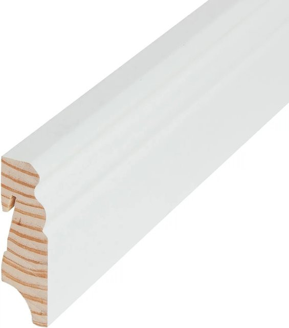 Döllken Profiles Sockelleiste aus Massivholz in Weiß, Höhe: 58 mm, Tiefe: 18 mm, Länge: 2400 mm - Bild 1