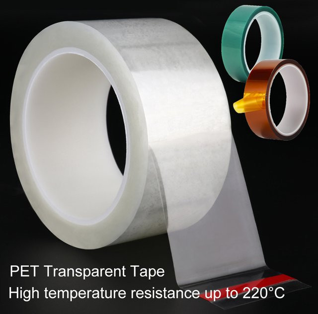 Hochtemperaturbeständiges transparentes PET-Klebeband für PCB und Backlack, 33 m pro Rolle - Bild 1