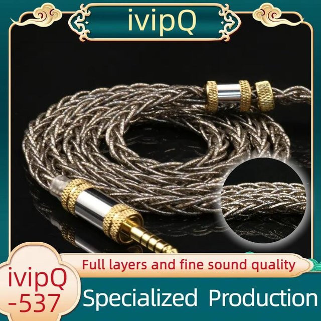 IvipQ-537 HIFI IEM Upgrade-Kabel in Silber mit 0,78 2PIN oder MMCX für In-Ear Monitore wie AKG, MOONDROP, Crinacle DUSK und AFUL Performer - Bild 1