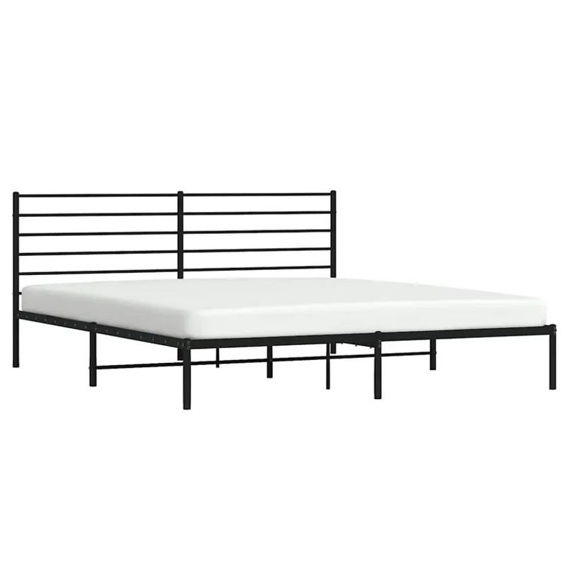 Vidaxl Metall-Bettgestell mit Kopfteil in Schwarz, Modernes Design aus Stahl, B: 183 cm, L: 213 cm - Bild 3
