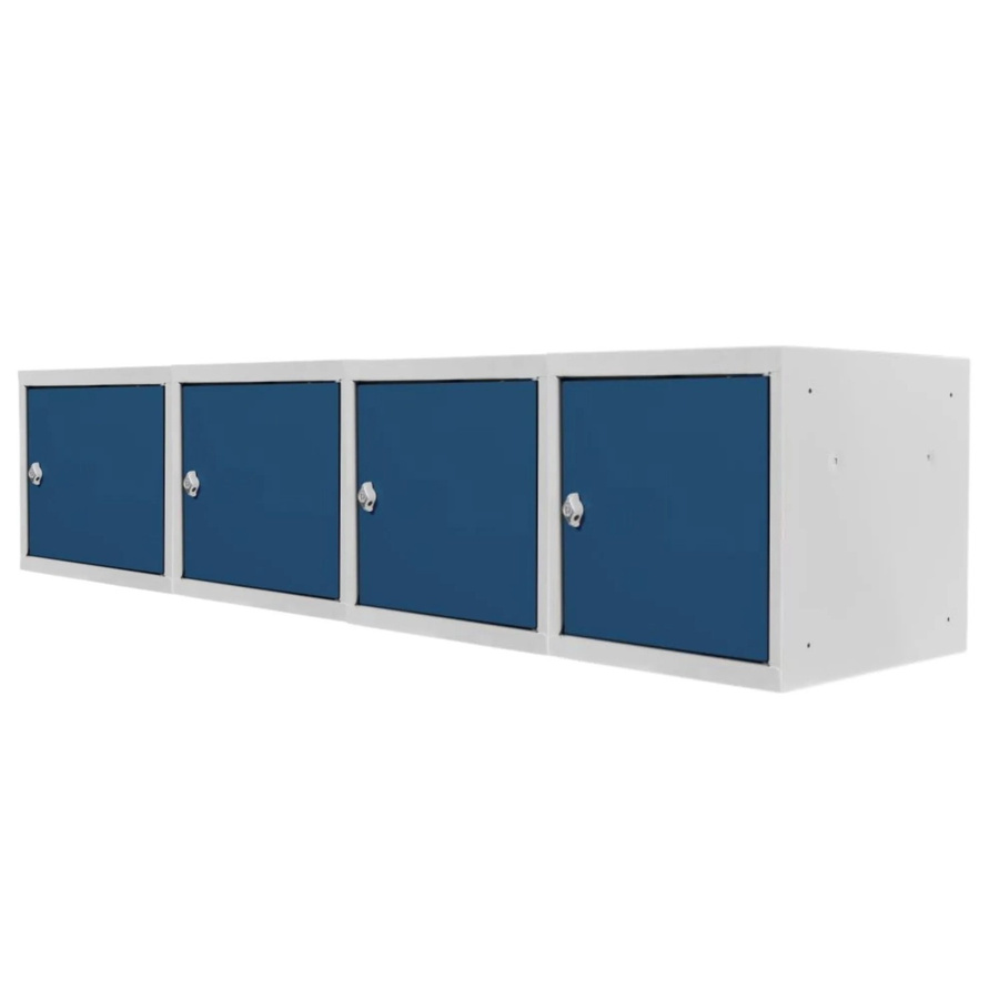 PROREGAL Blocky Schließfachwürfel Set aus 4 Stück mit Drehriegelschloss für Vorhängeschlösser, Farbe: Lichtgrau/Blau, B/T/H: 40 x 40 x 40 cm - Bild 2