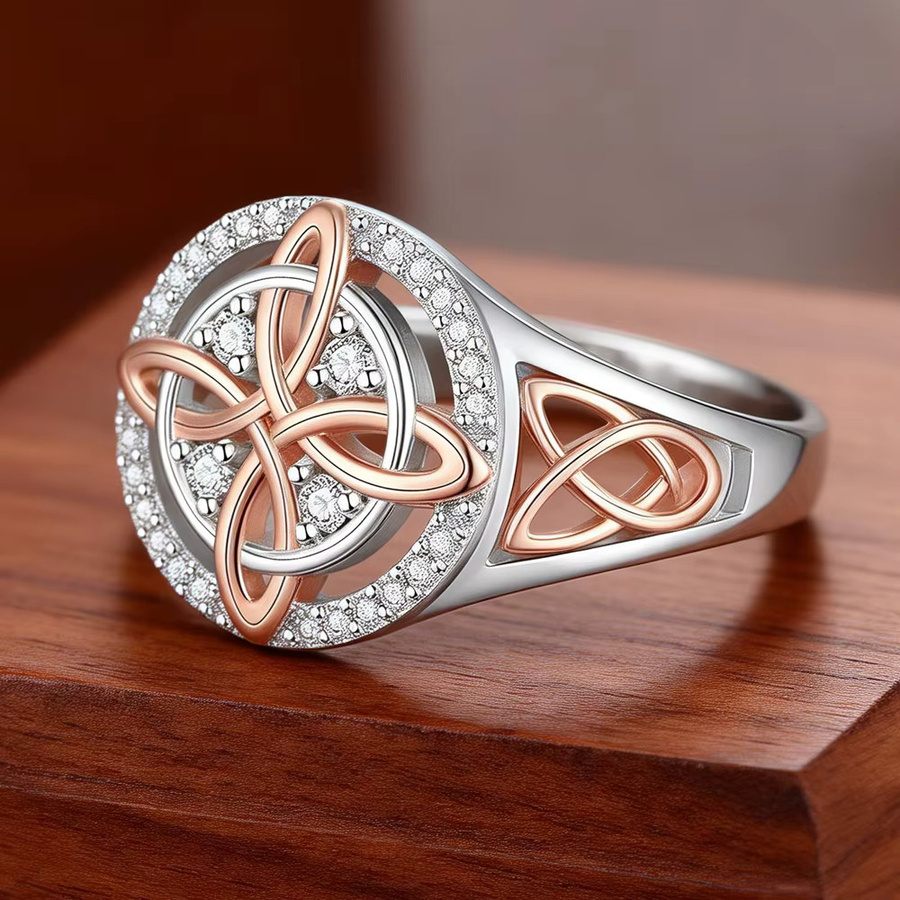 YILUOCD Ring, silberbeschichtet, Zirkonia, Damen, Vintage - Bild 4