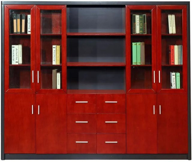 Jet-Line Aktenschrank Bloomfield in Kirsch mit Glastüren, B/T/H: 200 x 40 x 240 cm - Bild 1
