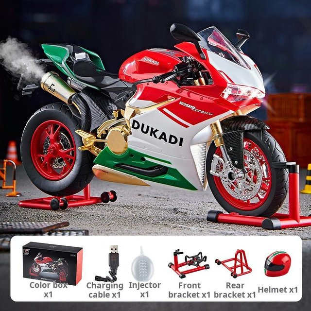 Linyi toy car Ducadi 1199 Motorradmodell, 1:9 Skala, mit Sound und Licht, ab 14 Jahren - Bild 1