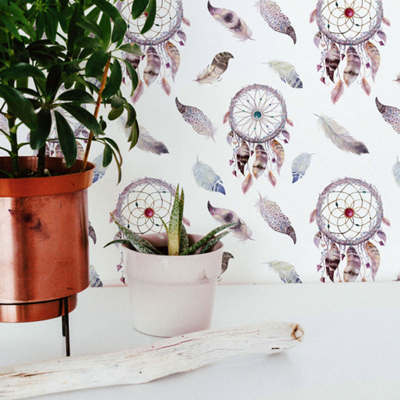 K&L Wall Art Vliestapete Kinder Traumfänger Feder Boho Design, mehrfarbig, matt - Bild 2