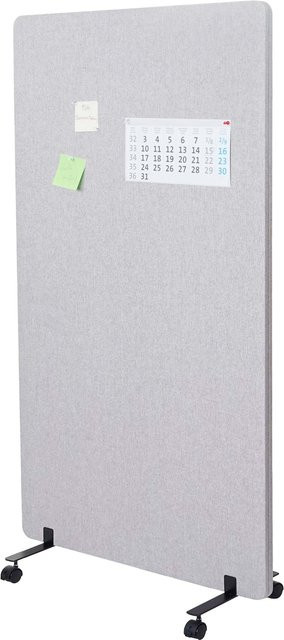Rollbare Akustik-Trennwand MCW-G77 als Büro-Sichtschutz und Pinnwand, doppelwandig aus Textil, Farbe: Grau, Breite: 80 cm, Höhe: 147 cm - Bild 1