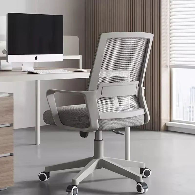 Ergonomischer Schaukelbürostuhl von LIUSHADUOLA mit Rollen, höhenverstellbarer Task Chair aus Stoff in Schwarz und Grau - Bild 3