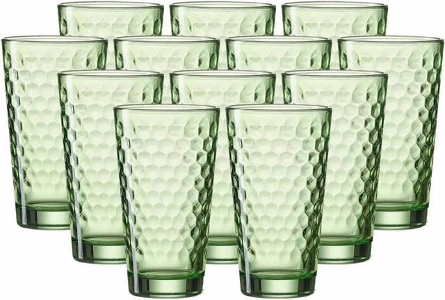 Ritzenhoff & Breker Favo Longdrinkgläser Tumbler mit geometrischem Design, grün, 12er Set, 400 ml - Bild 1