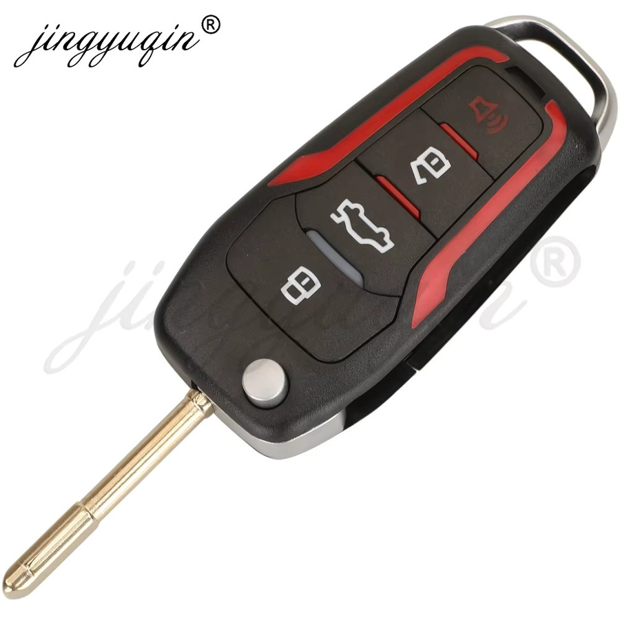 Jingyuqin 433 MHz 4D60 4D63 Modifizierter Flip-Fernbedienungs-Autoschlüssel für Ford Mondeo Focus Fusion Fiesta Galaxy C-Max S-Max Transit in Rot und Schwarz - Bild 2