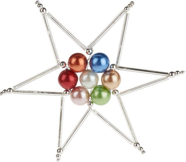PRACHT Perlenstern-Komplettset Siebenschön in Bunt mit Stern-Pendelanhängern aus Glas, Kunststoff und Metall - Bild 1