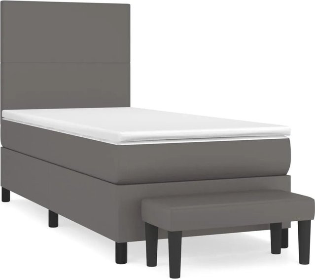 vidaXL Boxspringbett mit Matratze Hybrid, Grau/Weiß, B/T: 100 x 200 cm - Bild 1