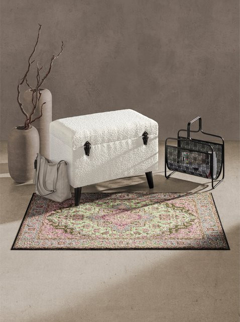 Truhenbank Heine Home in Schwarz und Weiß mit Stoffbezug, B/T/H: 80 x 36 x 47 cm - Bild 1