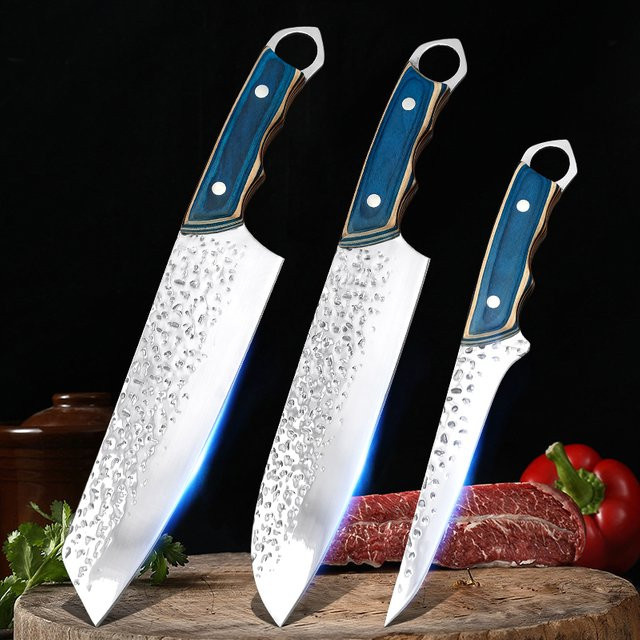 Handgeschmiedetes InLeung Utility-Messer aus Edelstahl mit Holzgriff in Silber - Bild 1