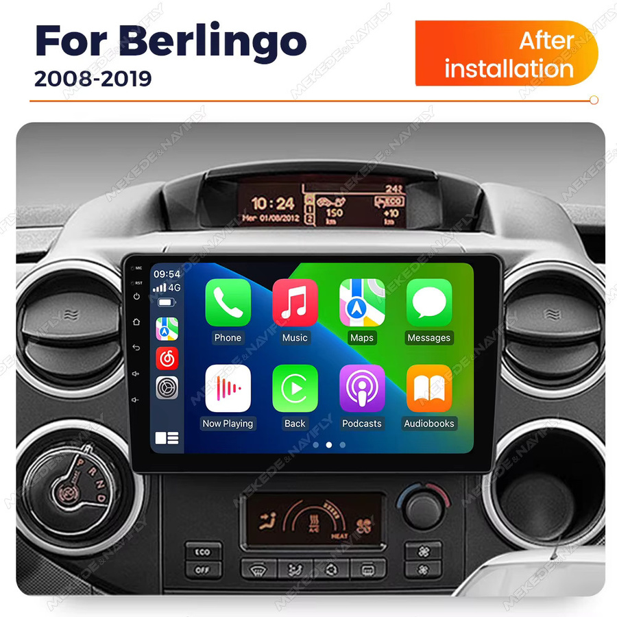 TomoStrong Android 14 Autoradio mit 2GB RAM und 32GB Speicher für Citroen Berlingo 2 B9 und Peugeot Partner, Navigation GPS Multimedia Video Player mit drahtlosem Carplay, Schwarz - Bild 2