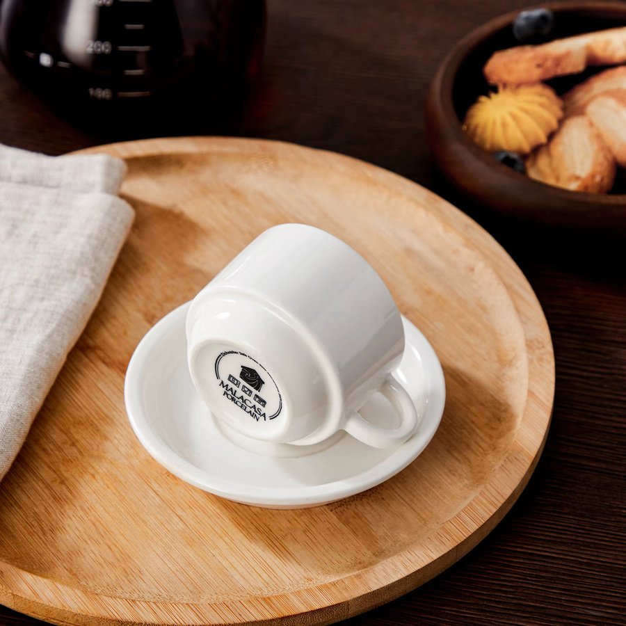 Malacasa 6-teiliges Porzellan-Tassenset in Weiß mit Untertassen und Metallständer für Espresso, Cappuccino und Latte - Bild 5