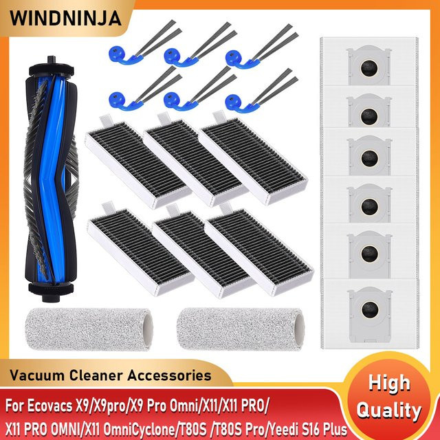 Ecovacs Zubehör-Set für X9, X9 Pro Omni, X11 Pro, X11 Pro Omni, T80S und Yeedi S16 Plus mit Hauptfilter, Pinseln, Rollern, Mopps und Staubbeuteln - Bild 1