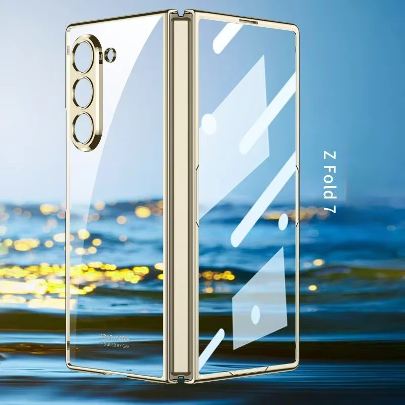 Galvanik HD Transparent Handyhülle mit Shell Film für Samsung Z Fold 7, Z Fold 6 und Z Fold 5G in Transparent und Blau - Bild 2
