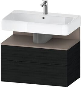 Duravit Waschtischunterschrank Qatego in Schwarz, Wandhängend mit LED-Beleuchtung und integrierten Schubladen, B/T/H: 79 x 47 x 59 cm - Bild 1