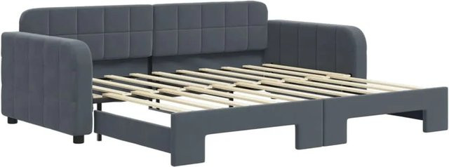 vidaXL Ausziehbares Tagesbett aus Samt in Dunkelgrau mit Schublade, B/T/H: 90 x 190 cm - Bild 1
