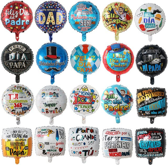 10 Stück Happy Father's Day Folienballons in Spanisch und Englisch für deine Party Dekoration, 18 Zoll - Bild 1
