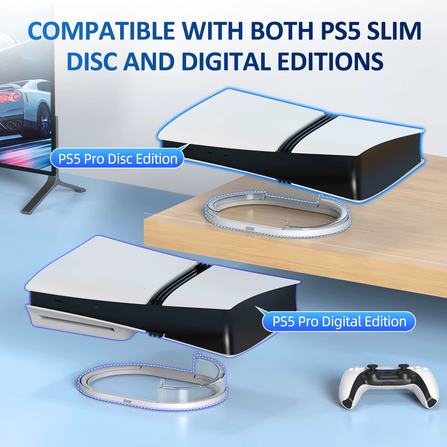 IINE Horizontaler Ständer für PS5 Pro in Weiß und Transparent - Bild 5