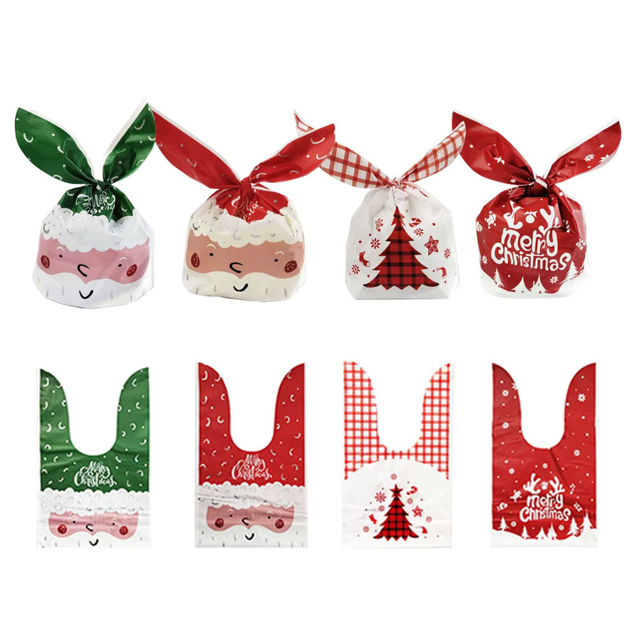 50 Stück Weihnachts-Geschenkbeutel aus Kunststoff mit Santa Claus Motiv für Süßigkeiten und Kekse - Bild 3