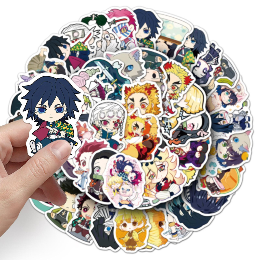 Bandai Demon Slayer Chibi Sticker Set 50 Stück, bunte Anime Aufkleber aus wasserfestem PVC für Laptop, Notizbuch und Scrapbook - Bild 3