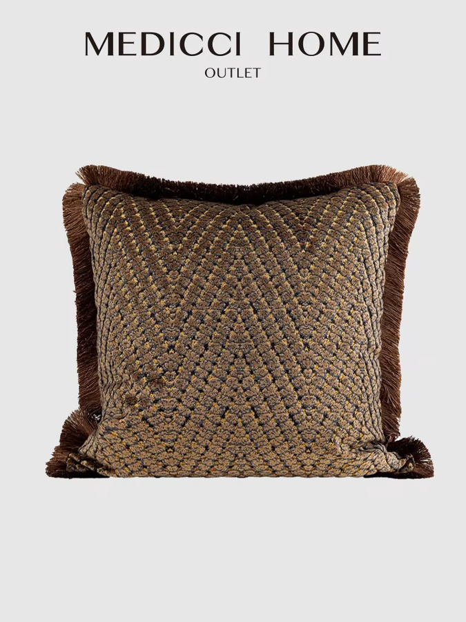 Medicci Home Vintage-Kissenbezug im italienischen Stil mit geometrischem Muster in Braun und Gold - Bild 5