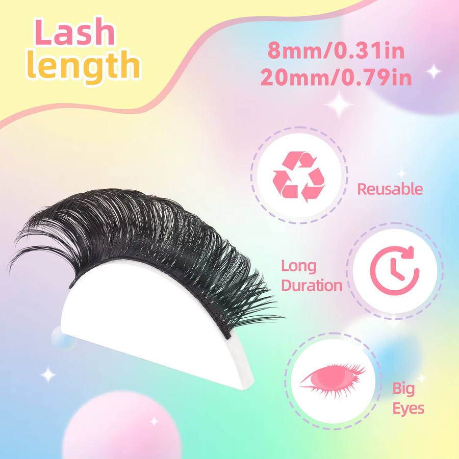 JIYOONJI Falsche Wimpern, Super Mirror D Curly, 10 Paar, Unisex - Bild 4