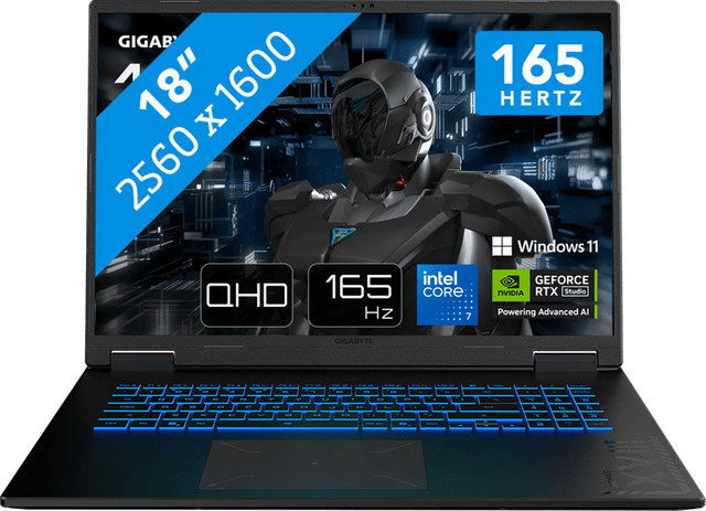 Gigabyte Gaming A18 Pro Laptop in Schwarz mit 18 Zoll Display, Intel Core 7, 32GB RAM, 1TB SSD und RTX 5080 - Bild 1