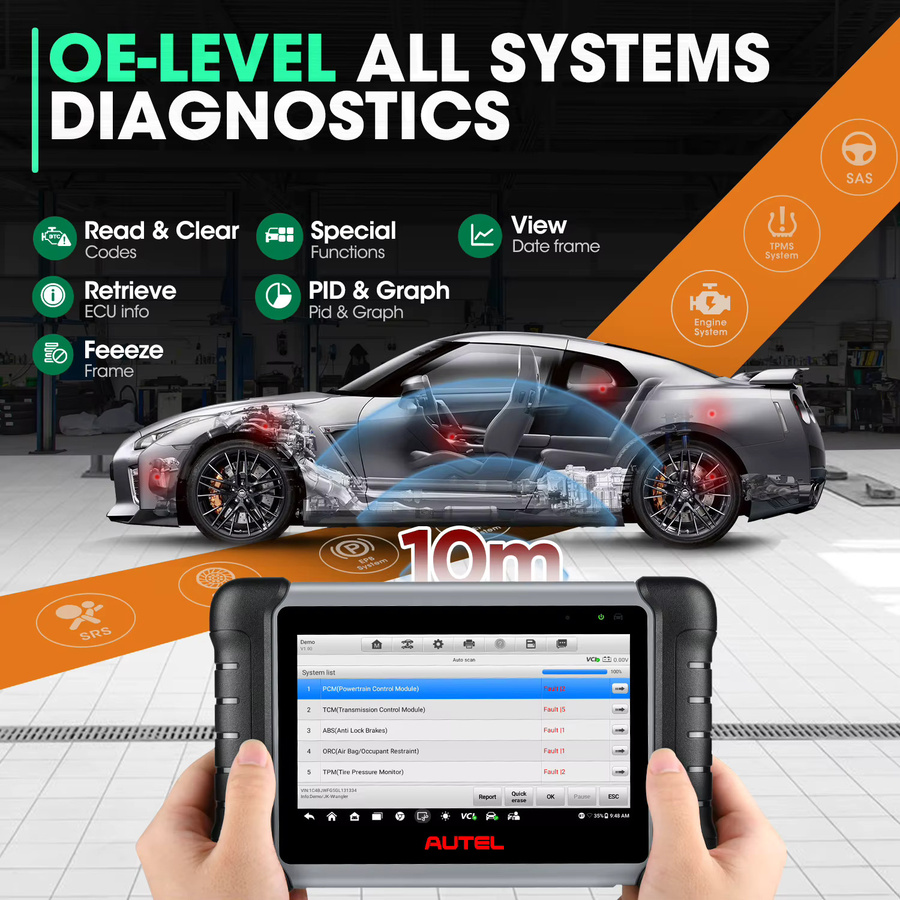 Autel MaxiCOM MK808BT PRO OBD2 Scanner Kfz-Diagnosegerät in Schwarz mit bidirektionaler Diagnose und über 3000 aktiven Tests - Bild 6