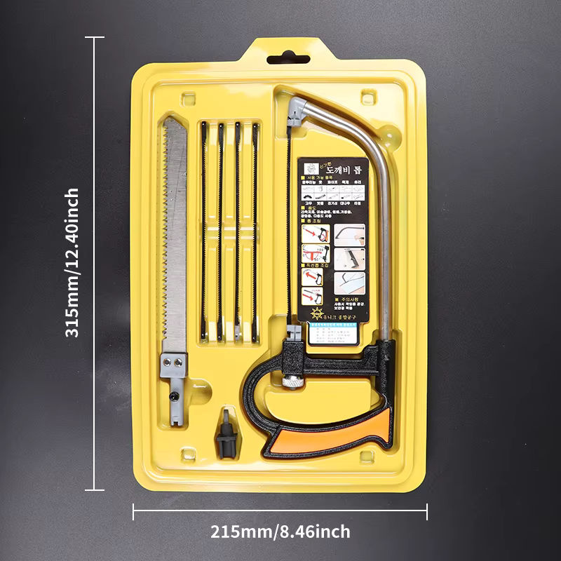 8-in-1 Multifunktions-Mini-Handsägeset mit verstellbarem Rahmen und 6 Stahlsägeblättern zum Schneiden von Metall, Kunststoff, Holz, PVC und Keramikfliesen - Bild 2
