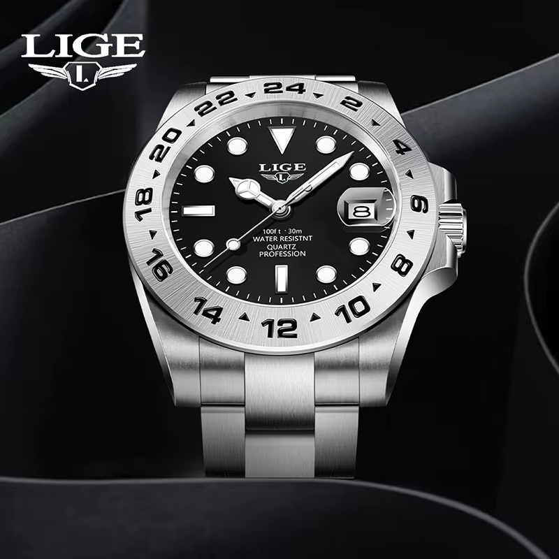 LIGE Armbanduhr Quarz, Edelstahl, Weiß, Herren - Bild 2