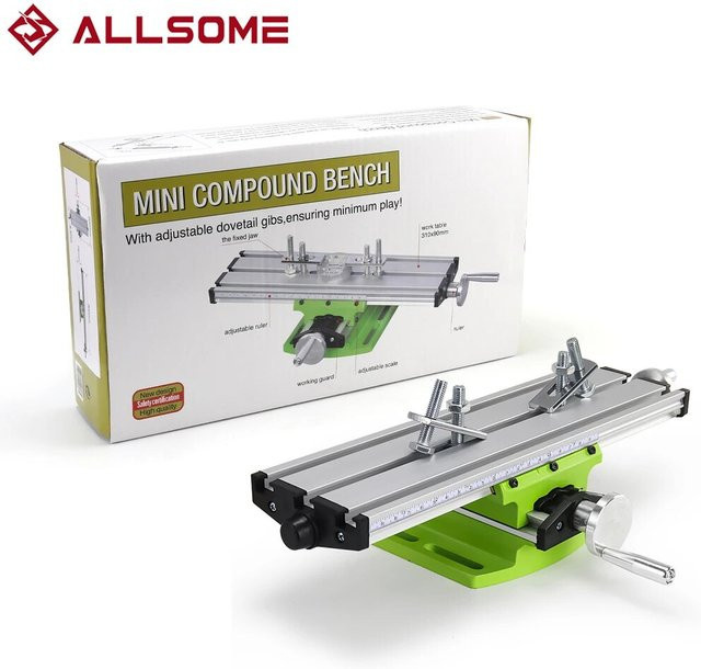 ALLSOME BG-6300 Compound-Tisch in Grün, multifunktionaler Kreuzschiebetisch für Fräsen und Bohren mit Höhenverstellung - Bild 1