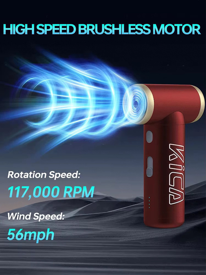 KiCA Jet Fan 2S Elektrisches Gebläse in Schwarz, kabelloser tragbarer Luftzerstäuber aus Metall mit 117000 RPM - Bild 2