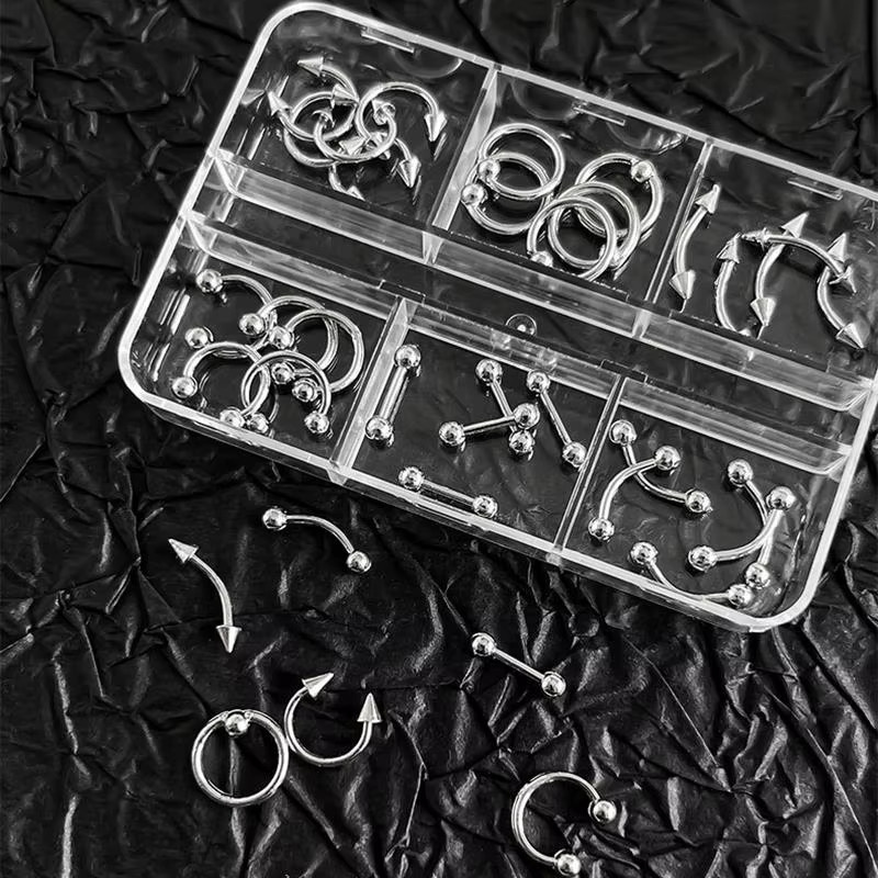 HNKMP Nageldeko Metall Nail Art Charms, 30/60 Stück, 3D Punk Stil, Schwarz Weiß - Bild 3