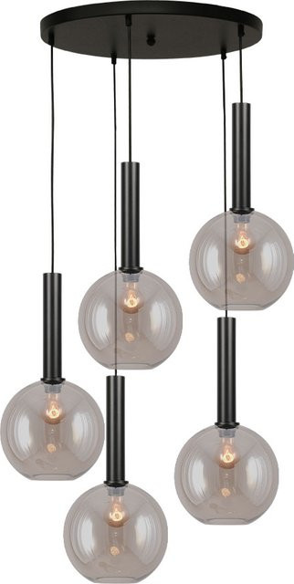 Masterlight Bella 2 Pendelleuchte 5-flammig rund in Gold und Schwarz mit Glas in Fumé - Bild 1