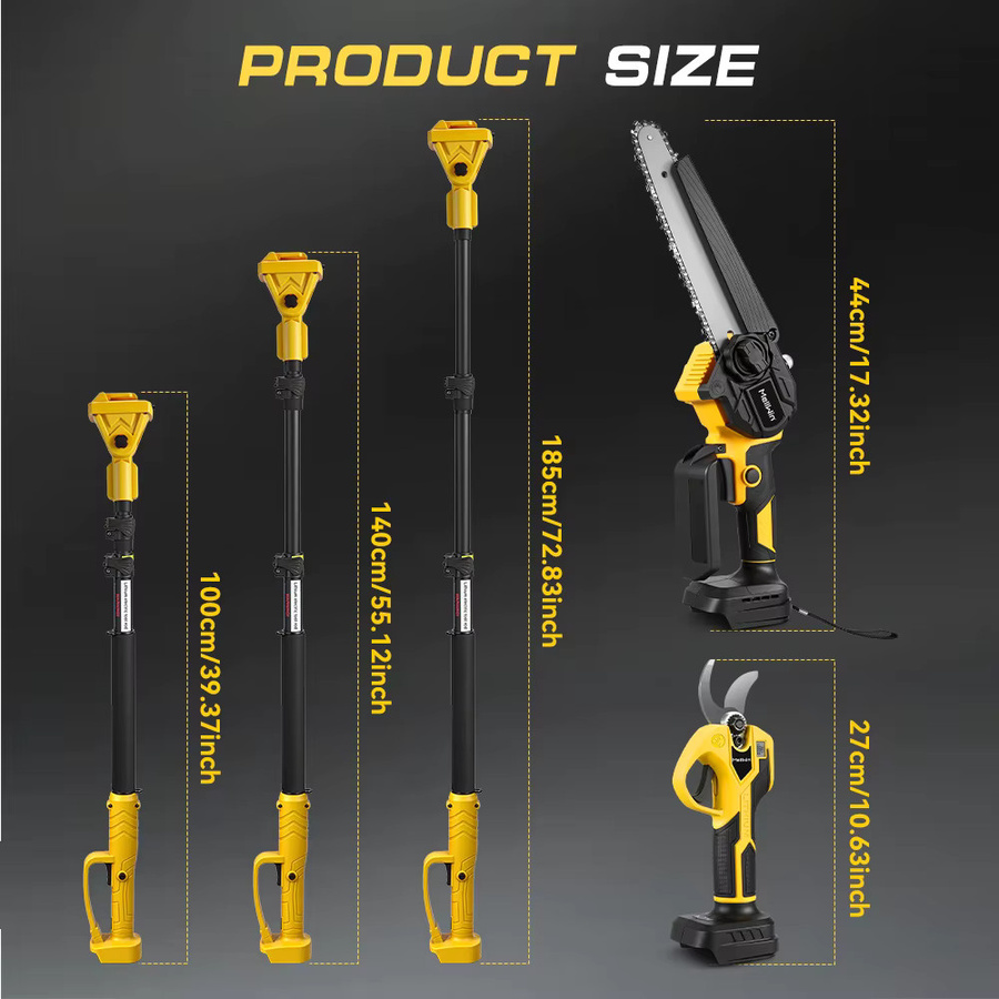 MELLWIN 4-in-1 Gartenpflegewerkzeug Set mit bürstlosem Teleskopstab, 8-Zoll-Kettensäge und 32-mm-Gartenschere, kompatibel mit Makita 18V LXT Akku, Farbe: Gelb - Bild 1