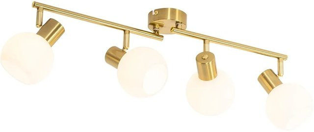 QAZQA Deckenstrahler Anouk in Gold mit Opalglas, 4-flammig, verstellbar und dimmbar, Art-Deco Design - Bild 1