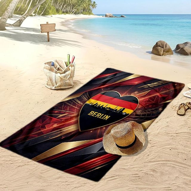 WildHue B Deutschland Fußball Print Strandtuch, schnelltrocknend und super saugfähig, Mehrfarbig, B/H: 80 x 160 cm - Bild 1