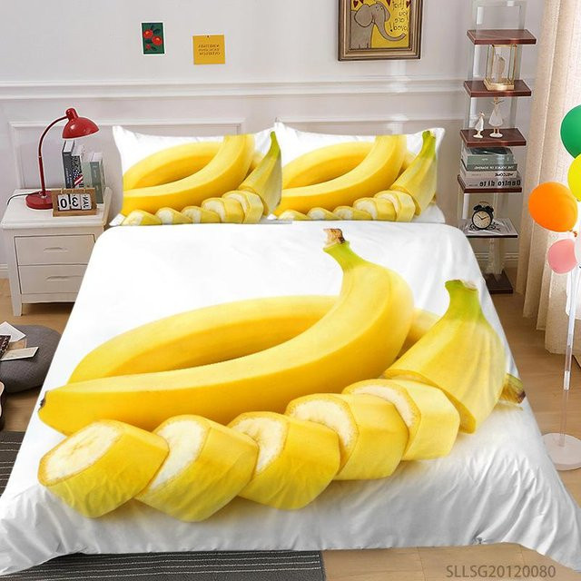 Bettwäscheset Gelbe Banane mit Bettbezug und Kissenbezug von Your Warm Home, Farbe Gelb, Material Mikrofaser Polyester, B/H: 135 x 200 cm - Bild 1