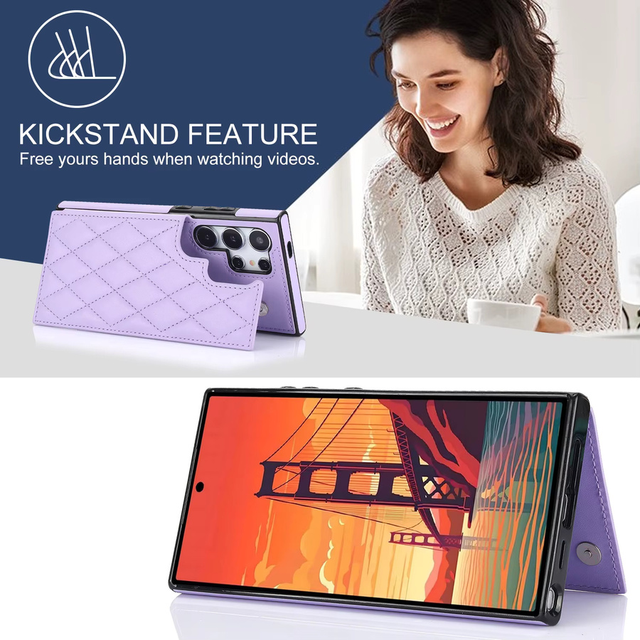 Leder-Brieftaschen-Hülle mit Doppelknopf und Duftkartenhalter für Samsung Galaxy S26 Ultra S26 Plus S26 A16 A17 A26 A35 A36 A56 in Gold und Purple - Bild 2