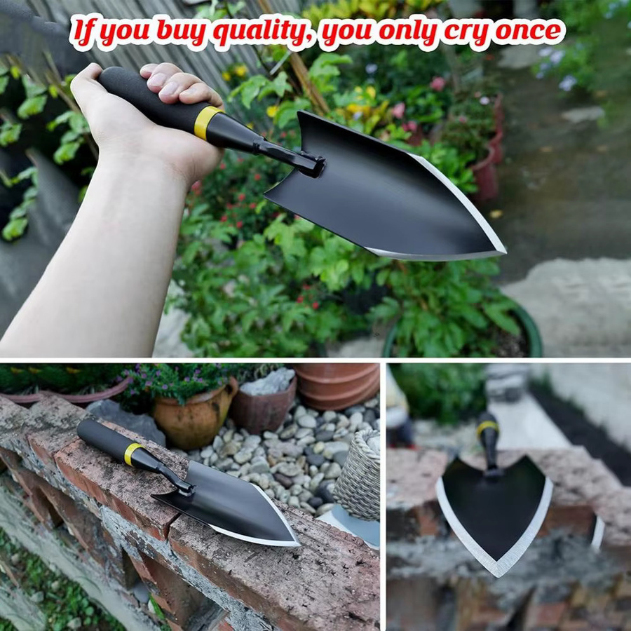 Robuste Gartenschaufel aus Manganstahl mit ergonomischem Gummigriff in Schwarz - Bild 4