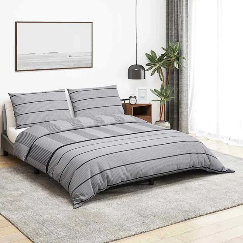 Vidaxl Bettwäsche-Set aus Baumwolle, Grau, B/H: 200 x 220 cm - Bild 1