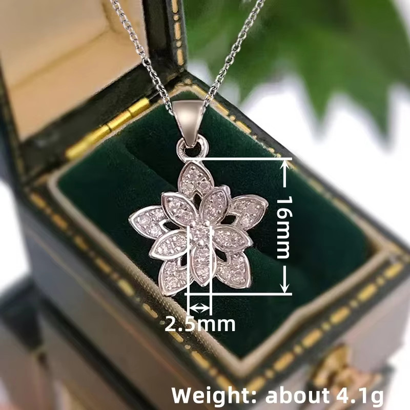 Huitan Halskette, Blumenform, Silber, Zirkonia, Damen - Bild 4
